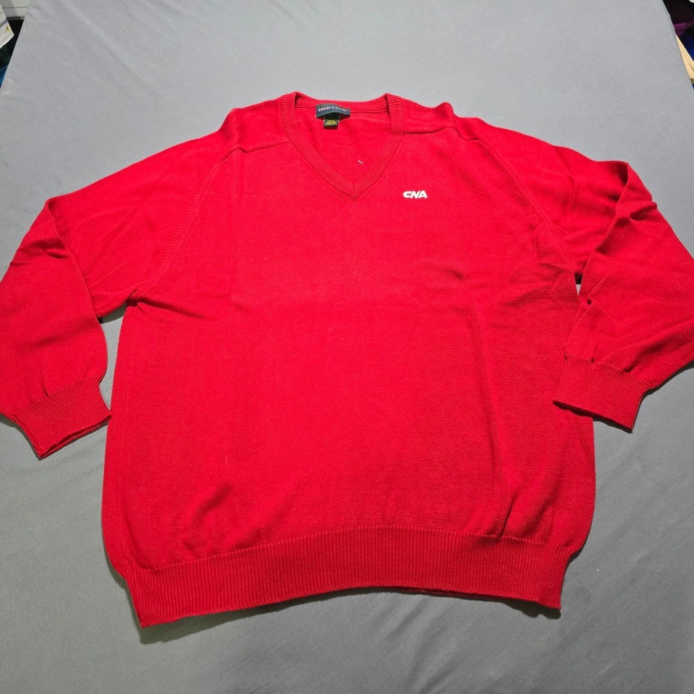 Izod Club Sweater Mens XL Red V-Neck 100% Egyptian Cotton CNA Logo vintage y2k